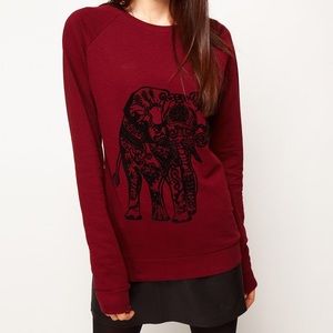 ASOS Maroon Henna Style Elephant Sweater